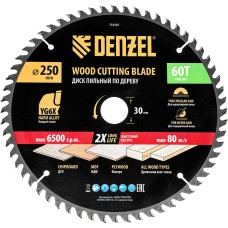 DENZEL Пильный диск по дереву ф250 х 30 мм, 60 зубьев 733587