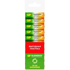 GP AA Аккумуляторная батарейка 270AAHCRGY-CRB10, 10 шт. 2700мAч