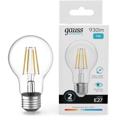GAUSS Лампа филам. Filament 11Вт цок.:E27 груша 220B св.свеч.бел.нейт. (упак.:10шт) (22221)