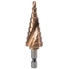 DELI Оснастка Сверло ступенчатое по металлу DH-JTZ020-E3 (4-20мм, HSS M35, спиральная канавка, шестигранный хвостовик)