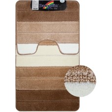 САНАКС - Коврик в ванную СИЛЬВЕР двойной, КОРИЧНЕВЫЙ, полосы, 60х100 + 50х60 см, 100% полиэстер. 00202