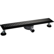 САНАКС - Трап 600 х 70 мм, с бортиком для плитки, из нержавеющей стали, горизонтальное подключение 360º, с сухим и гидрозатворами, цвет ЧЁРНЫЙ. 03339