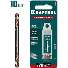 KRAFTOOL DOUBLE Сo-8 5.2х62мм, Сверло двухстороннее по металлу, сталь M42(+8%Co), класс А (29654-5.2-10)