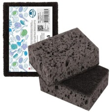 MULTIDOM Губка хозяйственная. Набор 2 шт. Размер 9,5х7х3,7 см (серый/черный) ПМ62-71