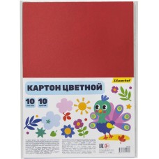 SILWERHOF Картон цветной ассорти немелованная 10л. 10цв. A4 Веселый павлин 230г/м2 1диз. ПЭТ