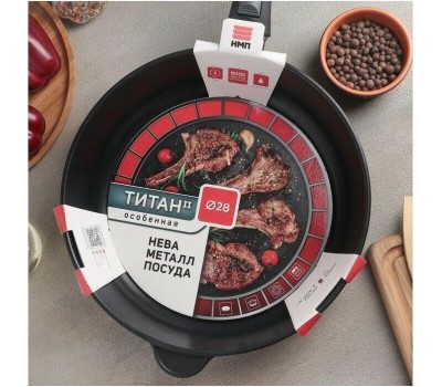 Сковорода НЕВА МЕТАЛЛ ПОСУДА 9028 д.28 съем. руч.