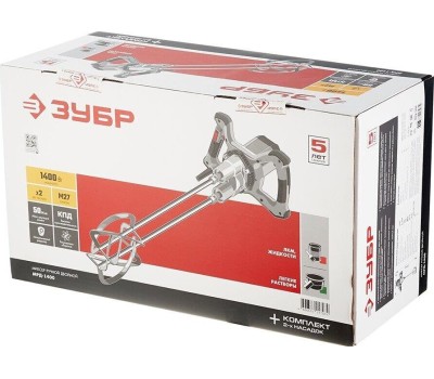 Миксер строительный ЗУБР МРД-1400 1400Вт Электрический миксер двойной