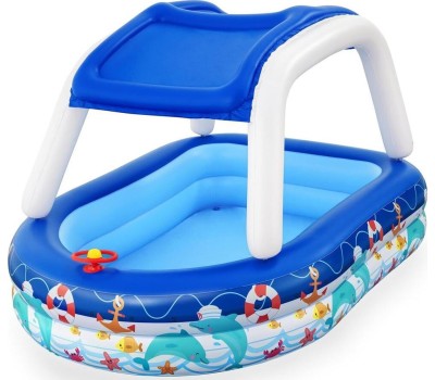 Бассейн BESTWAY Бассейн надувной с навесом от солнца 54370 SEA CAPTAIN FAMILY POOL (8943)