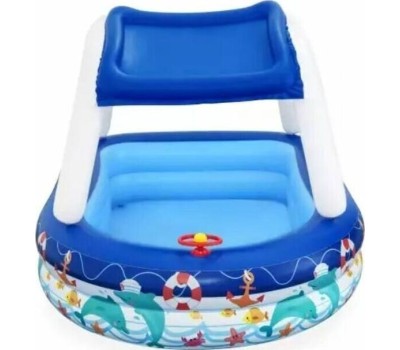 Бассейн BESTWAY Бассейн надувной с навесом от солнца 54370 SEA CAPTAIN FAMILY POOL (8943)