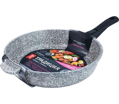 Сковорода ТРАДИЦИЯ ТМ2285 а/пр литая 28см съемн/руч Мрамор