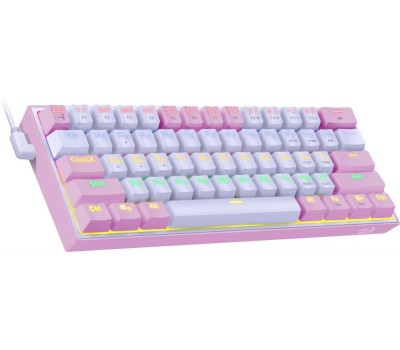Клавиатура REDRAGON (70672) Fizz Радужн,61 клав,тих,бело-розов.
