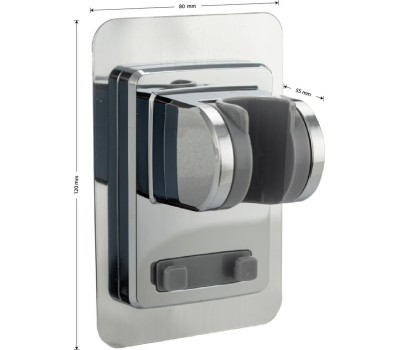 Кронштейн GFMARK 1018 Кронштейн для душевой лейки, пластиковый, на самоклеящейся основе, без сверления, с крючками, хромированный.