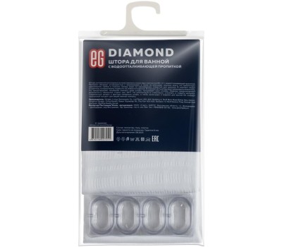 Штора для ванной ЕГ (543) DIAMOND Штора для ванной Белая