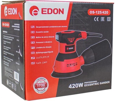 Шлифмашина эксцентриковая сетевая EDON OS-125/420 черный/красный 19363 420Вт, 125мм