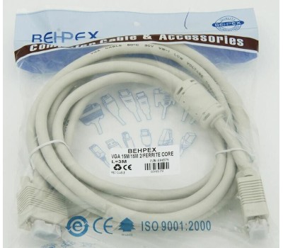 NONAME Кабель VGA VGA (m) (прямой) - VGA (m) (прямой), ферритовый фильтр , круглое, 3м