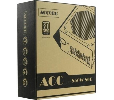 Блок питания ACCORD Блок питания ACC-850-80G, 850Вт, 80 PLUS WHITE, 120мм, черный, retail
