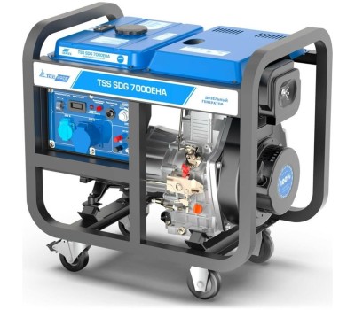 Генератор ТСС Дизельный генератор SDG 7000EHA, 220/12 В, 7кВт, на колёсах с АКБ [100033]