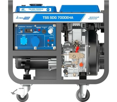 Генератор ТСС Дизельный генератор SDG 7000EHA, 220/12 В, 7кВт, на колёсах с АКБ [100033]