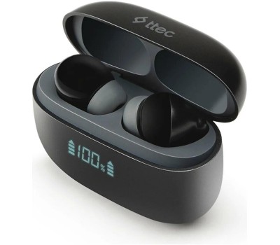 TTEC Наушники беспроводные AirBeat Pro ANC LCD TWS Bluetooth Headset. Цвет: черный