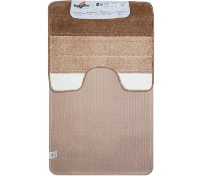 САНАКС - Коврик в ванную СИЛЬВЕР двойной, КОРИЧНЕВЫЙ, полосы, 60х100 + 50х60 см, 100% полиэстер. 00202