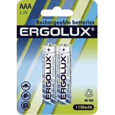 Элементы питания ERGOLUX (12446) AAA-1100MAH NI-MH BL-2 (NHAAA1100BL2, аккумулятор,1.2В)
