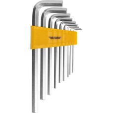 Имбусовый ключ KRANZ (KR-12-5213) Набор ключей имбусовых HEX 2,0-12 мм, CrV, 9 шт., удлиненные
