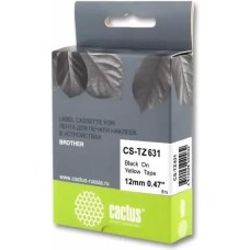 Картридж CACTUS Картридж CS-TZ631, TZe-631, 12мм, черный шрифт, желтый фон, 8м ( CS-TZ631