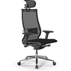 МЕТТА Кресло Samurai S-3, сетка, до 150кг, синхромеханизм, регулируемые 4D подлокотники, черный/черный