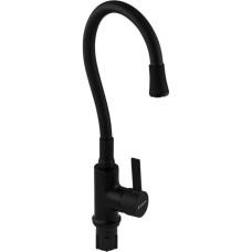 FABIA - Смеситель для кухни, с гибким изливом, шаровый, ЧЁРНЫЙ излив, корпус ЧЁРНЫЙ. 9653