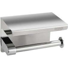 BRIMIX - Держатель туалетной бумаги из нержавеющей стали, антивандальный, с полочкой, круглый профиль , хромированный 79902