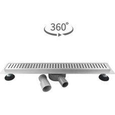 САНАКС - Трап 600 х 70 мм, с бортиком для плитки, из нержавеющей стали, горизонтальное подключение 360º, с сухим и гидрозатворами, цвет САТИН. 00039