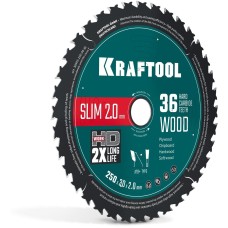 KRAFTOOL Slim wood cut 250 х 30 x 2.0 мм, 36Т, диск пильный по дереву, (36955-250-30-36)