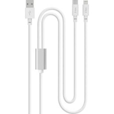 TTEC Кабель с двойным коннектором Duo USB-A-USB-C/Lightning. Длина: 120 см. Цвет: белый
