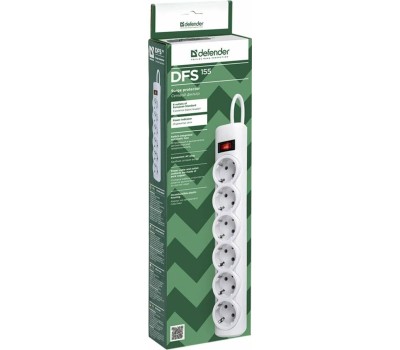 сетевой фильтр DEFENDER (99493) DFS 155 - 6 роз - 5м - белый