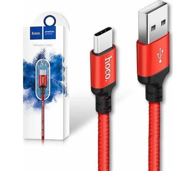Кабель HOCO (6957531062875) X14 USB (m)-Type-C (m) 1.0м - красный/черный