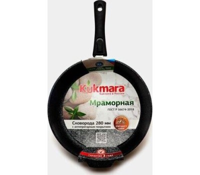 Сковорода KUKMARA смт283а а/пр литая 28см съемн/руч Темный мрамор