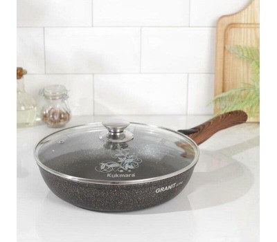 Сковорода KUKMARA сгг263а а/пр литая 26см съемн/руч стекл/кр Granit ultra blue