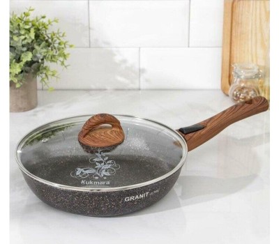 Сковорода KUKMARA сгг263а а/пр литая 26см съемн/руч стекл/кр Granit ultra blue