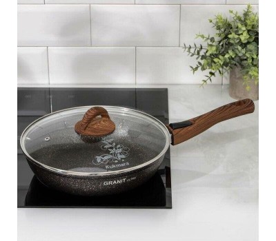 Сковорода KUKMARA сгг263а а/пр литая 26см съемн/руч стекл/кр Granit ultra blue