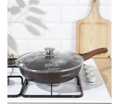 Сковорода KUKMARA сгг263а а/пр литая 26см съемн/руч стекл/кр Granit ultra blue