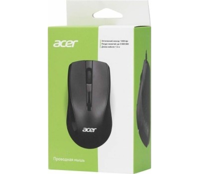 ACER Мышь OMW136 черный оптическая (1000dpi) USB (2but)
