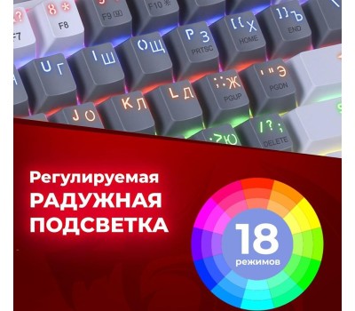 Клавиатура REDRAGON (70675) Fizz Радужн,61 клав,тих,серо-бел.