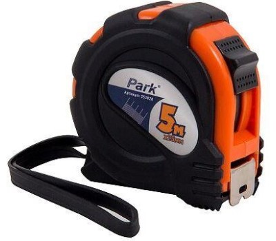 PARK Рулетка с фиксатором, прорезиненный корпус, 5мx25мм TM28-5025