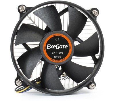 EXEGATE EX286138RUS Кулер EK-11508 (Al, LGA1150/1151/1155/1156/1200, TDP 75W, Fan 90mm, 2200RPM, Hydro bearing, 3pin, 22db, 285г, с термопастой, на ви