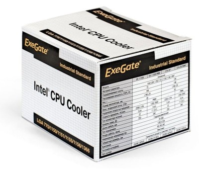 EXEGATE EX286138RUS Кулер EK-11508 (Al, LGA1150/1151/1155/1156/1200, TDP 75W, Fan 90mm, 2200RPM, Hydro bearing, 3pin, 22db, 285г, с термопастой, на ви