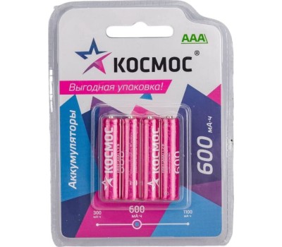Аккумулятор КОСМОС KOCR03NIMH600mAh4BL фуксия