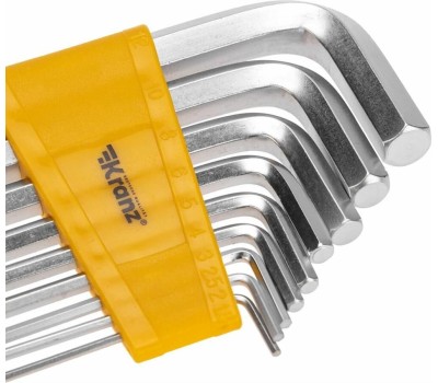 Имбусовый ключ KRANZ (KR-12-5213) Набор ключей имбусовых HEX 2,0-12 мм, CrV, 9 шт., удлиненные