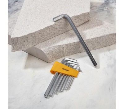 Имбусовый ключ KRANZ (KR-12-5213) Набор ключей имбусовых HEX 2,0-12 мм, CrV, 9 шт., удлиненные