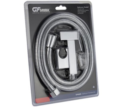 Набор для биде GFMARK 20615 Набор для биде - квадратная гигиеническая лейка, шланг, кронштейн, из нержавеющей стали, в блистере. Цвет ХРОМ