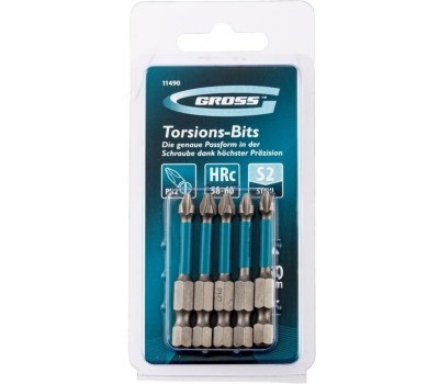 Бита GROSS Бита торсионная PH2 x 50 мм, для ударных шуруповертов, 5 шт. 11490